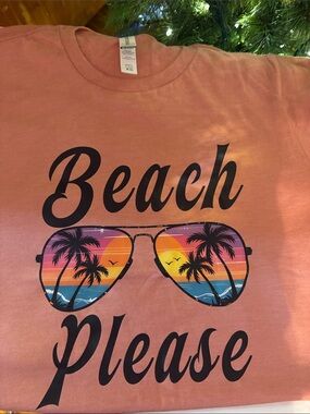 Beach Please Short Sleeve Tee - Coral Pink